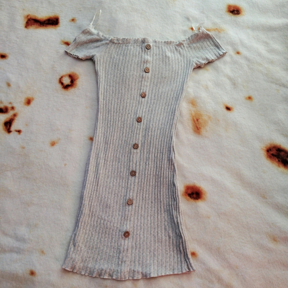 🖤3for25🖤 Off-Shoulder Ribbed Button Bodycon Midi Dress